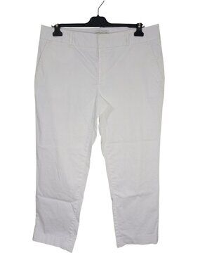 Banana Republic Womens White Stretch Cotton Blend Cropped Pants Size 12